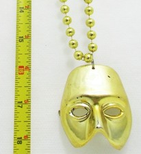 Lot of 4 Mask Mardi Gras Beads Necklace Forum Novelties Gold 55390 2.5"