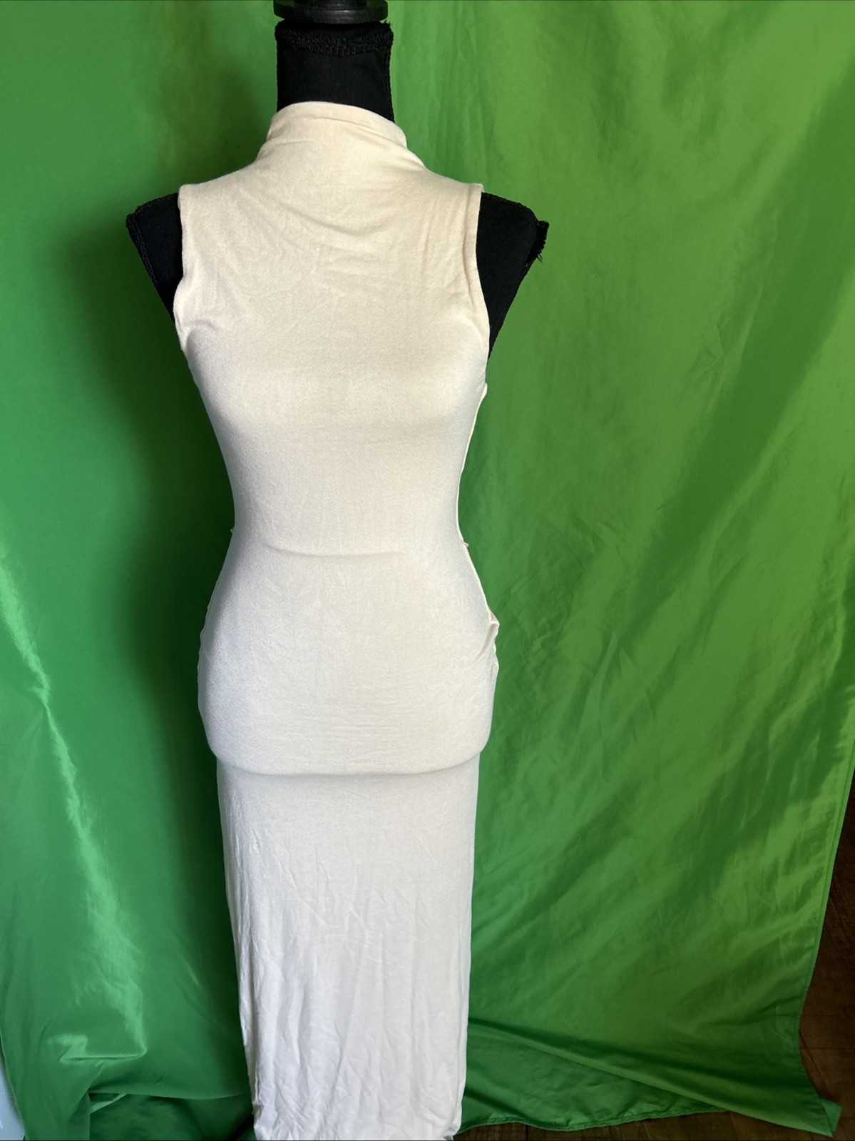 Naked Wardrobe Smooth Tie Front Maxi Dress In Natural Size Medium