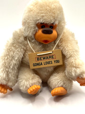 Russ Berrie Plush Gorilla Gonga BEWARE Gonga Loves You Thumb Sucking Ape