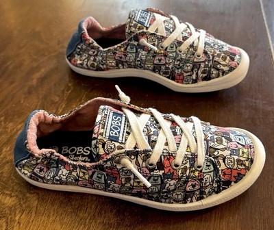 BOBS from SKECHERS Beach Bingo ROVERS RALLY Dogs Print SNEAKERS - Women's Size 7