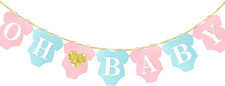 Pink Blue Oh Baby Banner Baby Shower Supplies Gender Reveal Birthday Party Decor