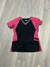 WonderWink Wonderflex Women's Scrub Shirt Pink And Black Size Small
