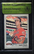 BAS 1983 Fleer Jack Clark #256 Beckett Auth Sticker Auto 3c7