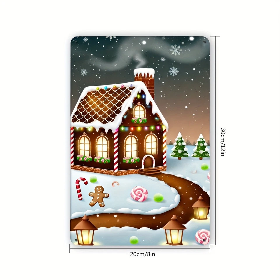 Aluminum Christmas Cottage Metal Sign Rustic Candy House Art Wall Decor Holiday - Image 4 of 4
