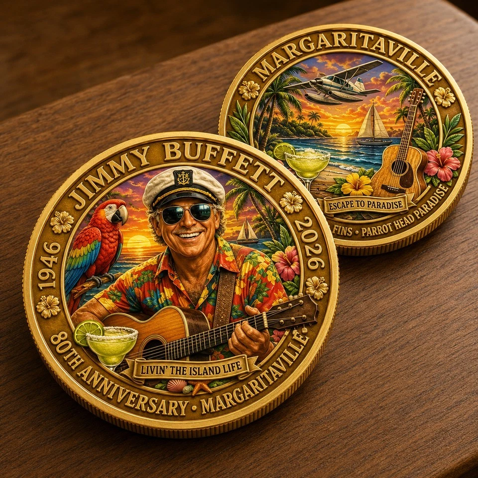 New Jimmy Buffett 80th anniversary 1946-2026 Commemorative Coin