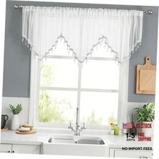 Sheer Valances for Living Room Windows, Triangle 51"W x 24"L Pack of 3 White