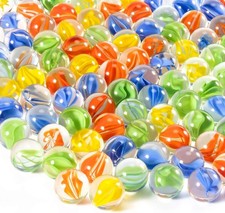 Glass Marbles - Bulk 100Pcs Cat Eye Mix 4 Colors Medium Sized Thick Marble De...