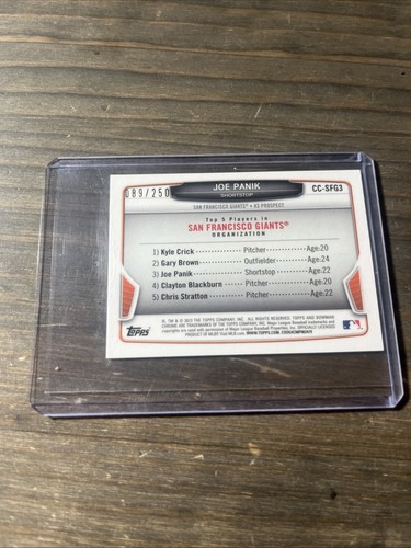 2013 Bowman Cream of the Crop Cromo Mini Rifrattore Onda Blu /250 Joe Panik - Foto 2 di 2
