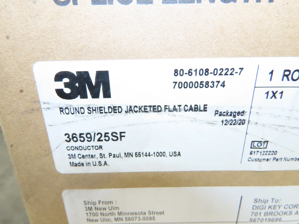 3M 3659/25SF Wire Spool 28AWG 300' 25 Conductor Flat Ribbon Cable 黑色 — 第 2/4 张图片