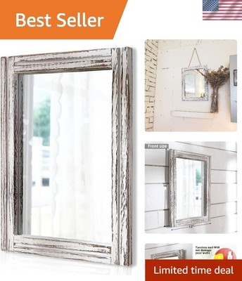 Rustic Wall Mirror Rectangular Wood Frame Bathroom Bedroom Living Room Decor