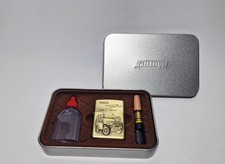 Kit Accendino Benzina Tipo Zippo Bocchino Custodia In Metallo Steel Per Fumatori