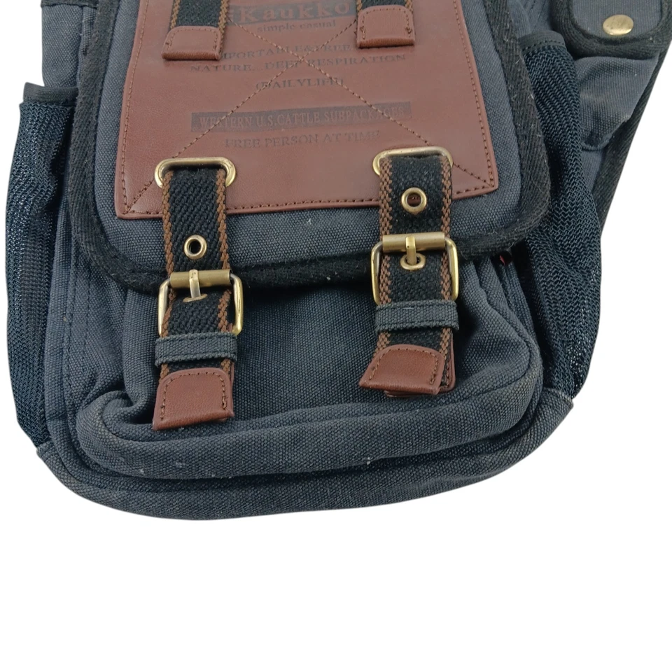KAUKKO Canvas Messenger Bag Cross Body Shoulder Sling Backpack Travel Hiking BAG - Image 4 of 4
