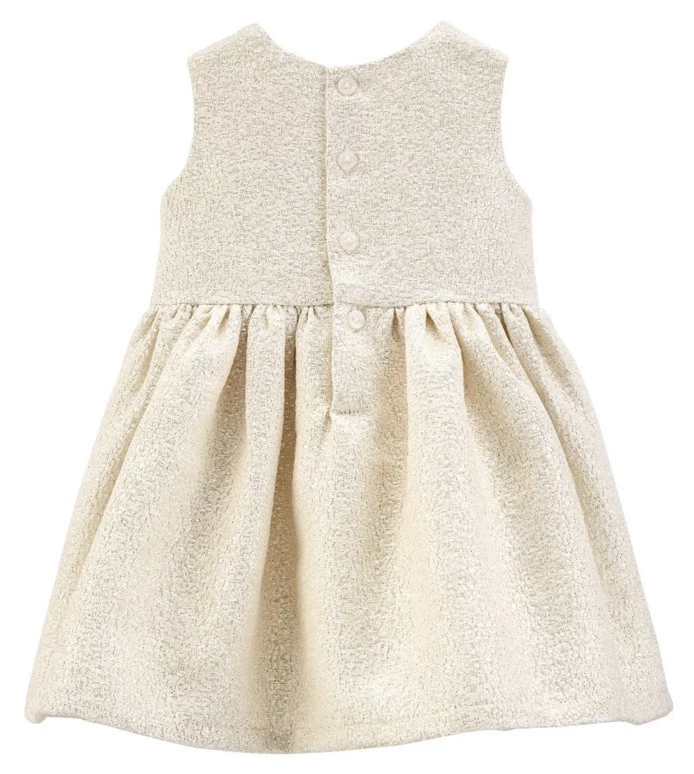 Carter’s 奶油和银色金属无袖连衣裙 18 个月。 婚礼派对 — 第 2/4 张图片