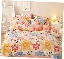 Pink Duvet Cover Size, Fluffy Comforter Cover Set, Kawaii Bunny Queen Flower