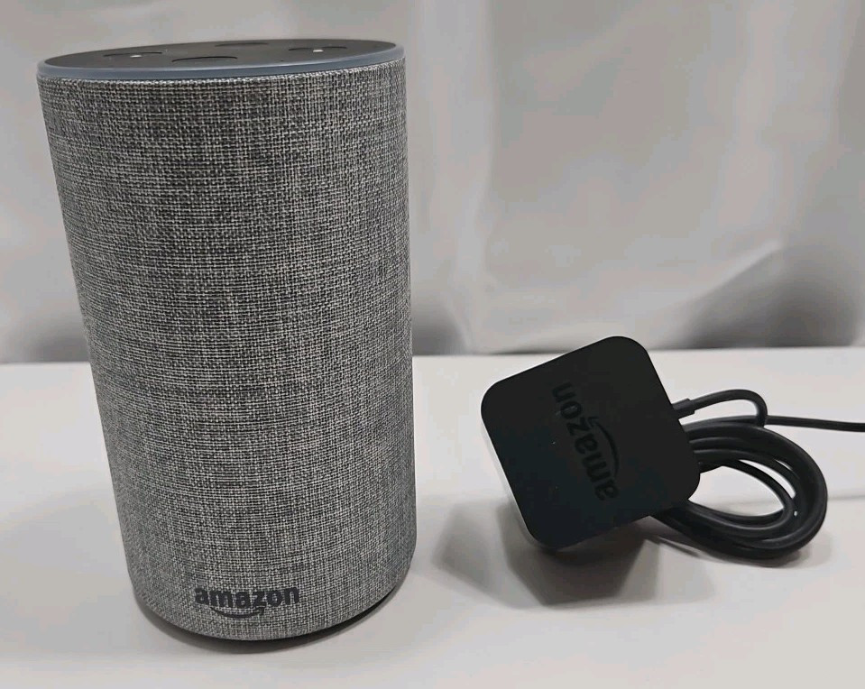 Amazon Echo Smart Speaker 2nd Generation Heather Grey Alexa Enabled With Cord-image