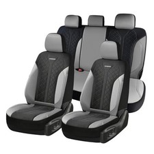 Automotive Seat Covers Full Set, Luxury Car Seat Covers, FullSet Gray Black