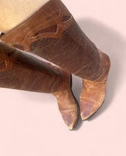 Vintage Circus S Knee High Boots. Distressed Brown Leather 8.5