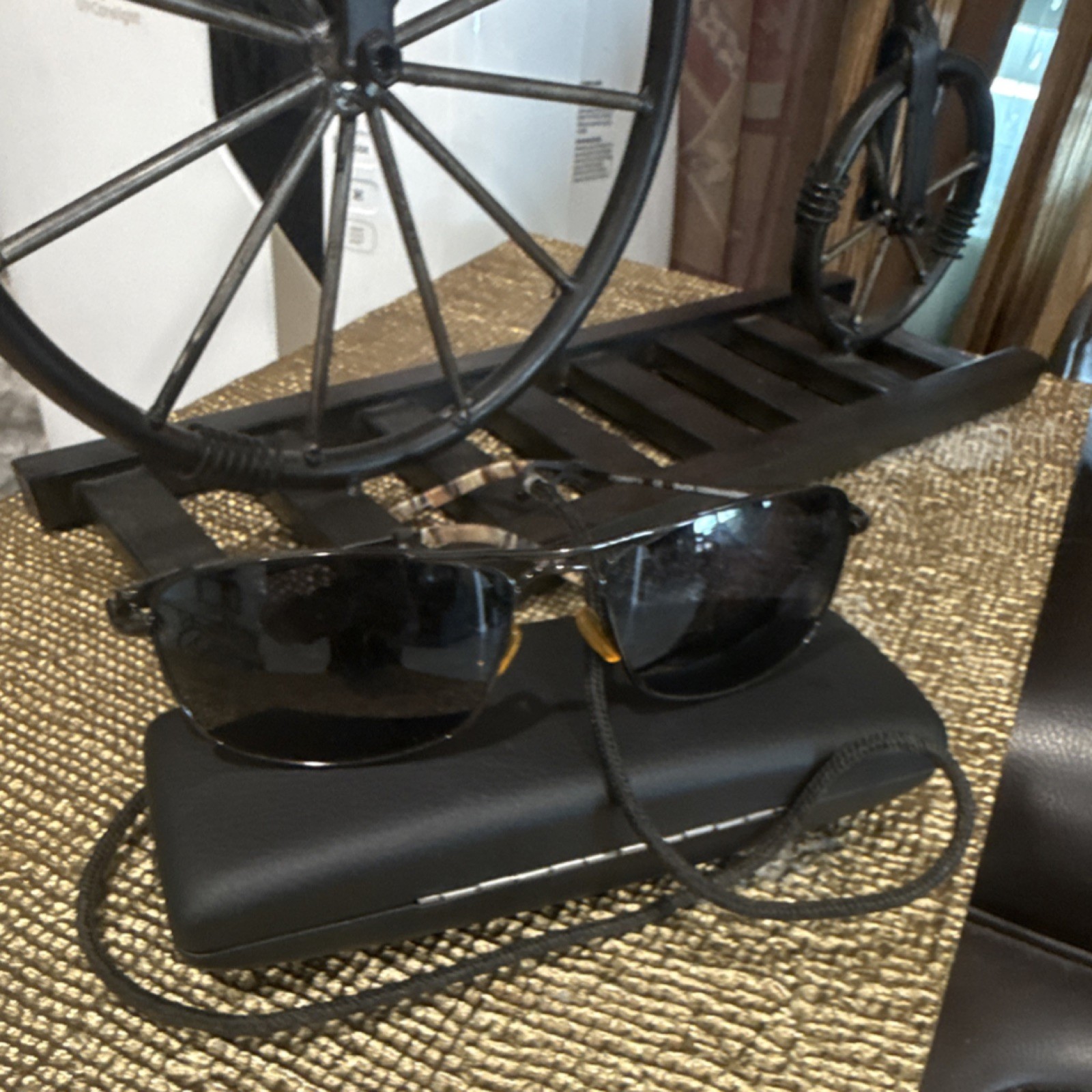 Rectangular Black Metal Sunglasses Black Plastic … - image 1