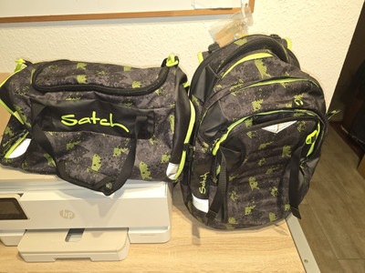 Satch Phantom Schul Rucksack 45 cm Grau grün mit Sporttasche Büchertasche 