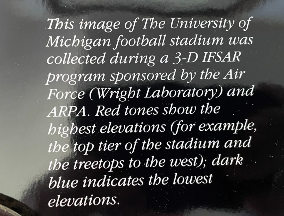 University Of Michigan Football Stadium 3D IFSAR Image Poster 23 1/2" x 20" - Image 2 of 4