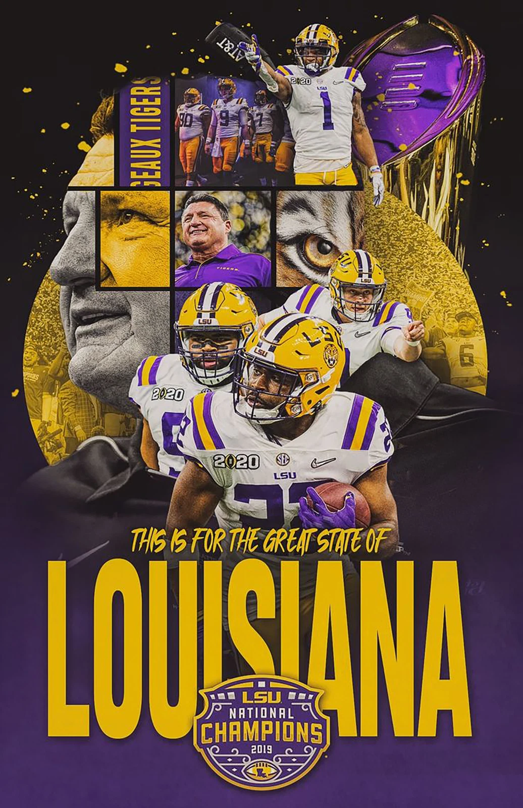 LSU Tigers 2019 College Football National Champions Poster