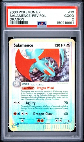 2003 Pokemon EX Dragon #10 Salamence - Reverse Foil PSA 2