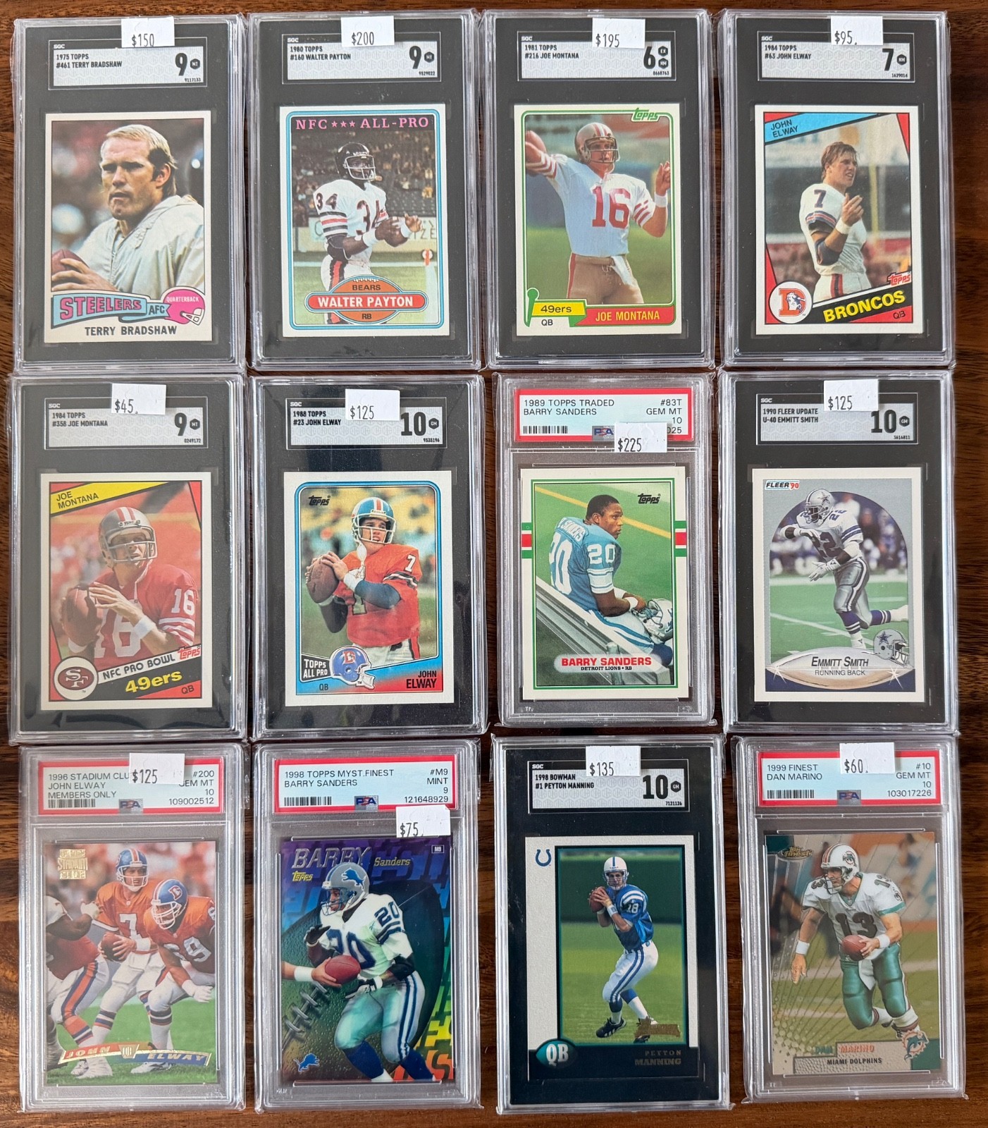 Vintage High Grade HOF RC Football Card Lot PSA SGC (12) w/Payton Montana Elway+