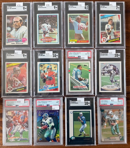Vintage High Grade HOF RC Football Card Lot PSA SGC (12) w/Payton Montana Elway+