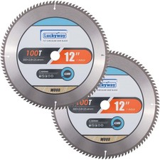 Luckyway 12" 100T Miter Saw Blade 2-Pack, 1" Arbor TCT for Wood, 4500 RPM