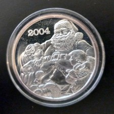 2004 Santa Kids Christmas Holiday Engravable-.999 Silver 1 Oz Christmas Round 79.95 per troy oz