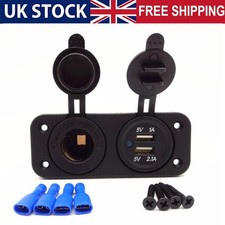 Camper Van 12v/24v Double Twin USB Socket 3.1A Cigarette Charger Motorhome Boat