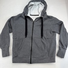 Fabletics Hoodie Jacket Gray Thumb Holes Adjustable Waist Cinch Women Size Small