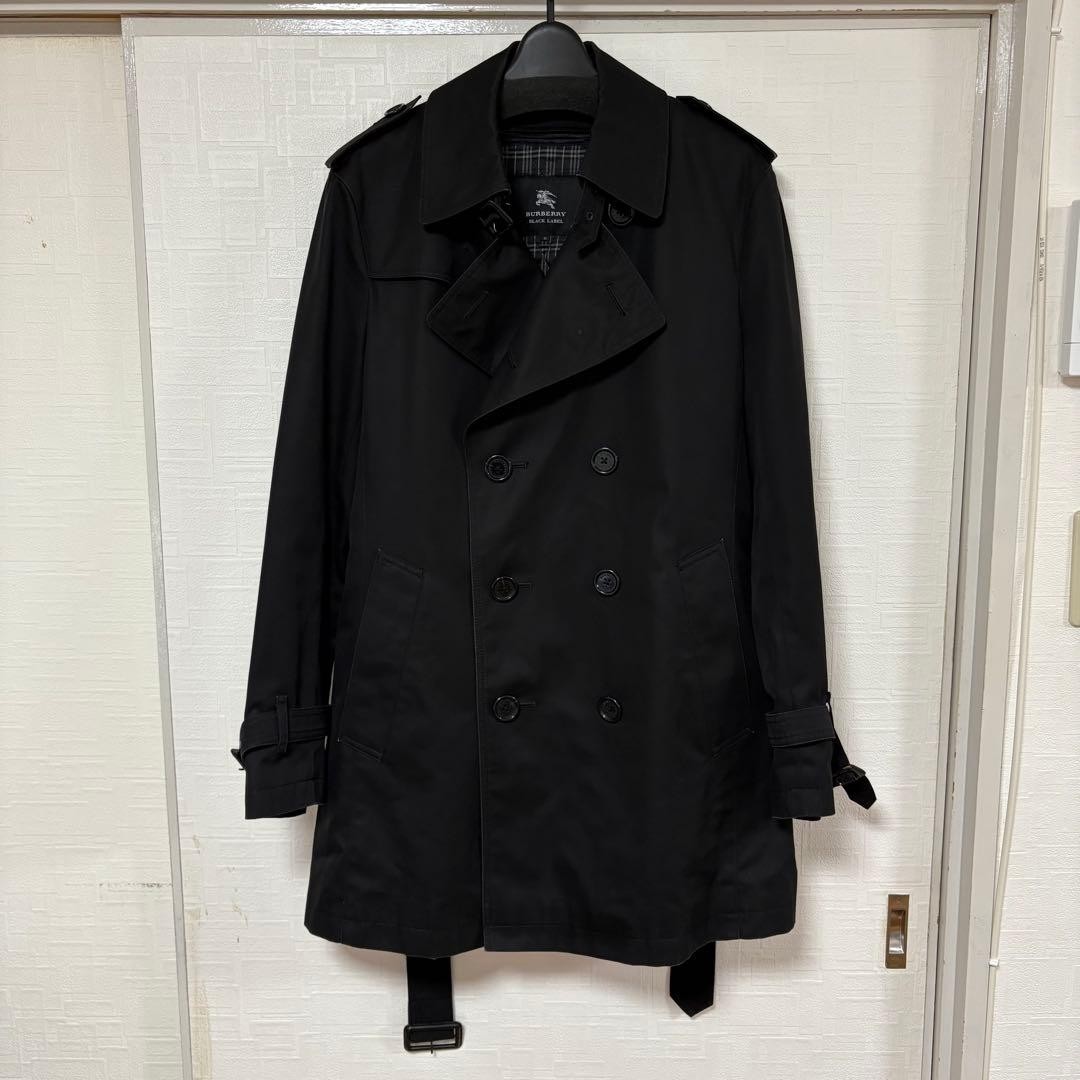Burberry Black Label Men's Double Trench Coat Black with Liner