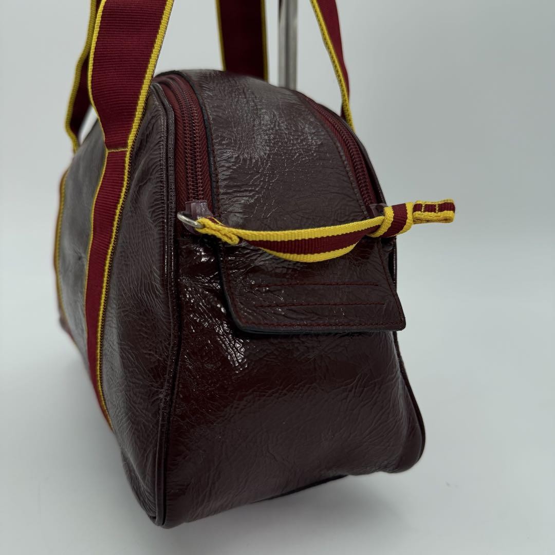 MIU MIU Y2K Archive Leather Bowler Bag Bordeaux Enamel Vintage