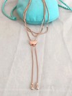 Vintage Sterling Silver 925 Rose Gold Romantic Heart Lariat Necklace up to 24" — photo 2