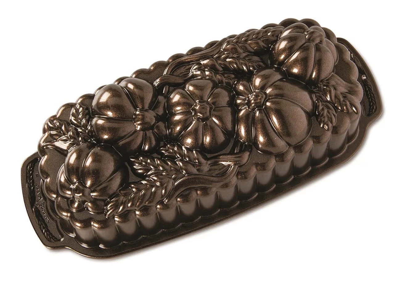 Nordic Ware Wheat & Pumpkin Loaf Pan, 6 Cup Capacity, Bronze 93448