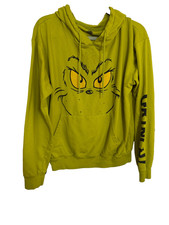 The grinch Men's hoodie Dr Seuss green graphic pull over Christmas Size Large