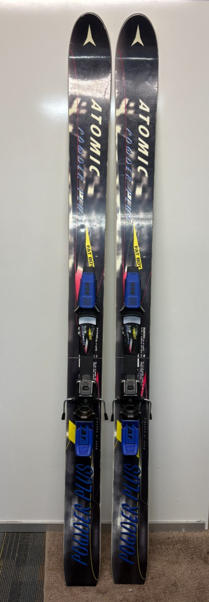 Vintage Atomic Powder Plus Fat Boy 180cm Skis V.A.R. ess Bindings