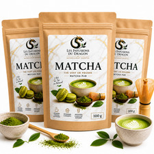Thé Vert Matcha Poudre 3 x100g Pur Premium - Énergie Naturelle Détox Antioxydant