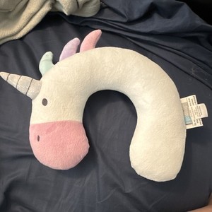 Unicorn Plush U-Shaped Neck Travel Pillow, Standard Foam, White/Pink