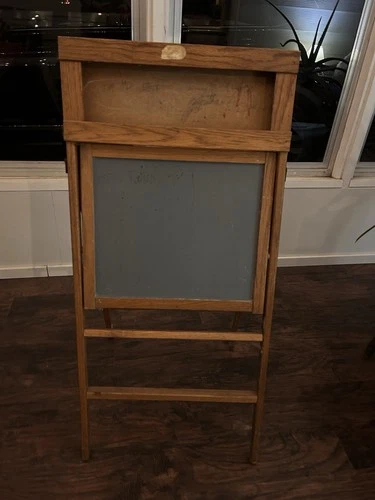 Vintage National School Slate Company Oak Folding Childs Chalkboard Easel