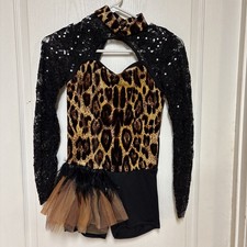 Weissman Sequin Cheetah Dance Costume Size Child Large