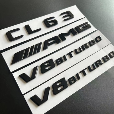 Für Mercedes Benz CL63 AMG V8 BITURBO Emblem Aufkleber Schwarz Glänz Auto NEW