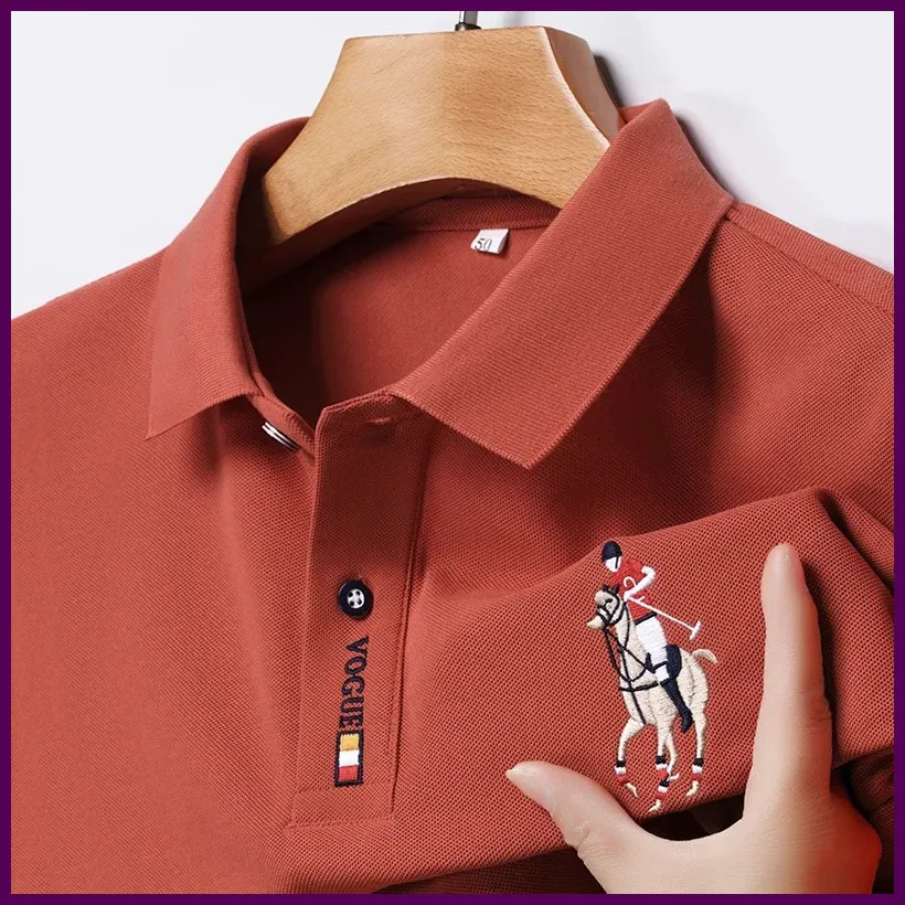 Camisa POLO de manga corta informal bordada para hombre, cómoda y de verano