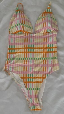 NWT Nordstrom One Piece Vera Moda Swimsuit Pastel Colors Pink Adjustable Straps