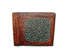 Vintage leather photo album Larg Handmade Family scrapbook