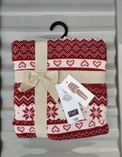 Ladies Festive Fair Isle Heart Print Christmas Pyjamas Set Size UK 16-18 New Pjs