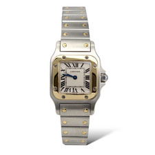 Cartier Santos Galbée 24 mm Ladies Quartz White Dial Two Tone Steel 18K Gold 6