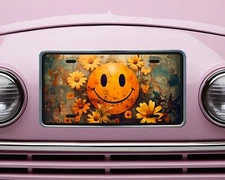 Distressed Smiley Face Aluminum Front License Plate Car Accessory Vanity Tag