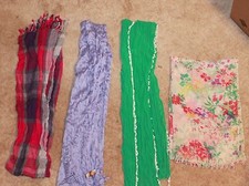 LOT OF 4  FASHION SCARVES plaid, floral, purple, green EUC